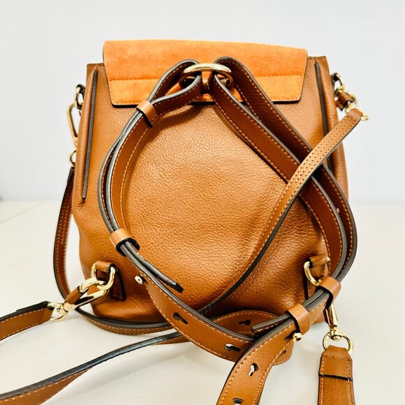 CHLOE FAYE 2-WAY TAN SUEDE AND CALFSKIN LEATHER SHOULDER BAG BACKPACK ITALY main image 4
